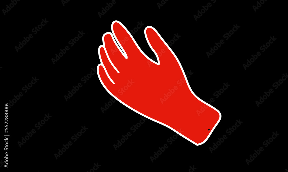 Vector illustration, Red glove or left hand, as background or banner image. flat design. flyer design. flat illustration. Banner design. Black background. Vector illustration, Red glove or left hand, as background or banner image. flat design. flyer design. flat illustration. Banner design. Black background.