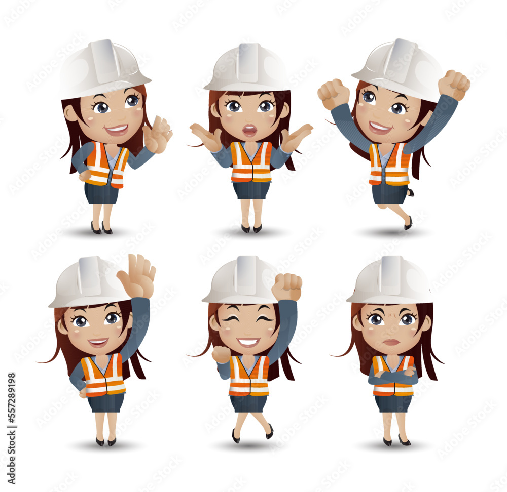 Profession - builder. worker. engineer with different poses Profession - builder. worker. engineer with different poses