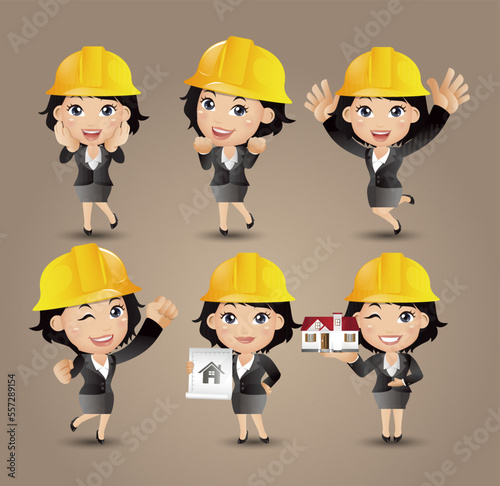Profession - builder. worker. engineer with different poses