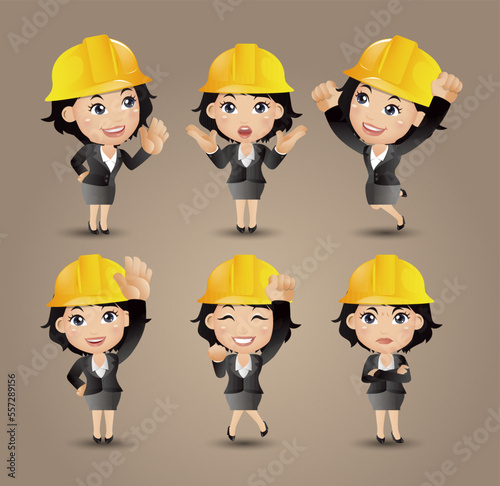 Profession - builder. worker. engineer with different poses