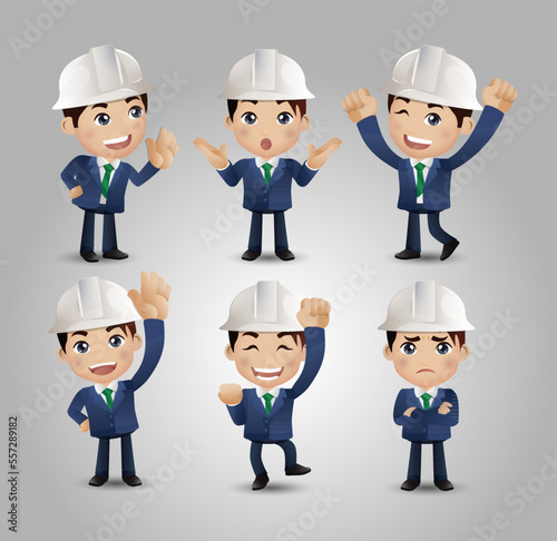 Profession - builder. worker. engineer with different poses
