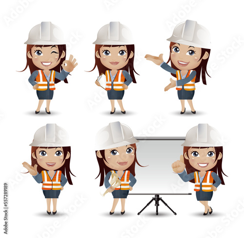 Profession - builder. worker. engineer with different poses © Rafy Fane