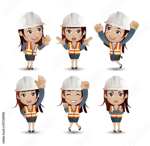 Profession - builder. worker. engineer with different poses