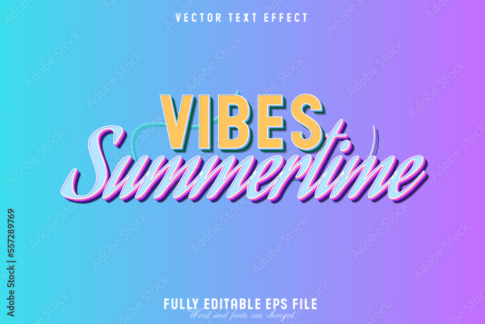 Vibes summertime vector text effect