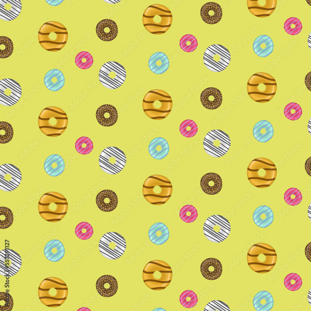 Donut pattern on yellow background