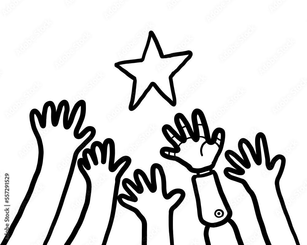 Hand reaching star. Success motivation concept. Hand reaching star. Success motivation concept.