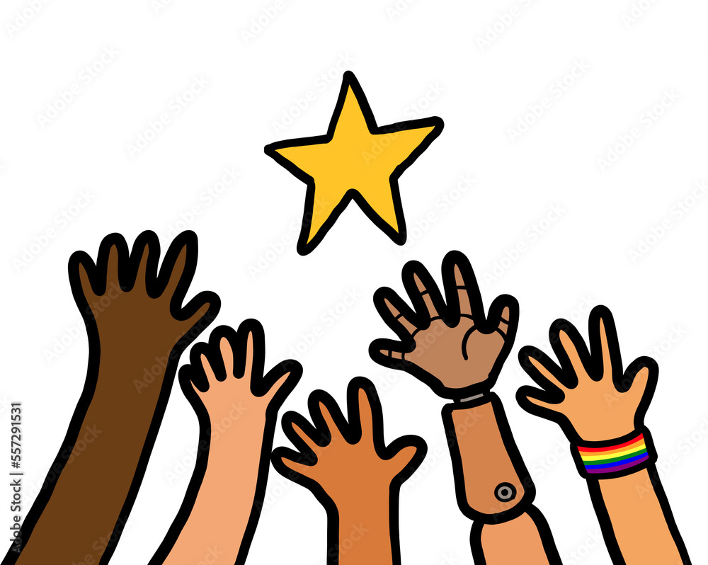 Hand reaching star. Success motivation concept. Hand reaching star. Success motivation concept.