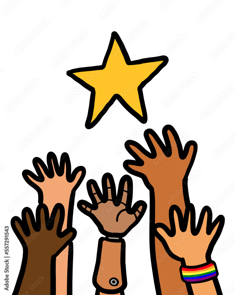 Hands reaching out star. Success motivation concept. Hands reaching out star. Success motivation concept.