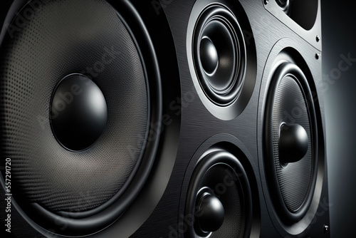 black speakers backdrop with high quality. Generative AI