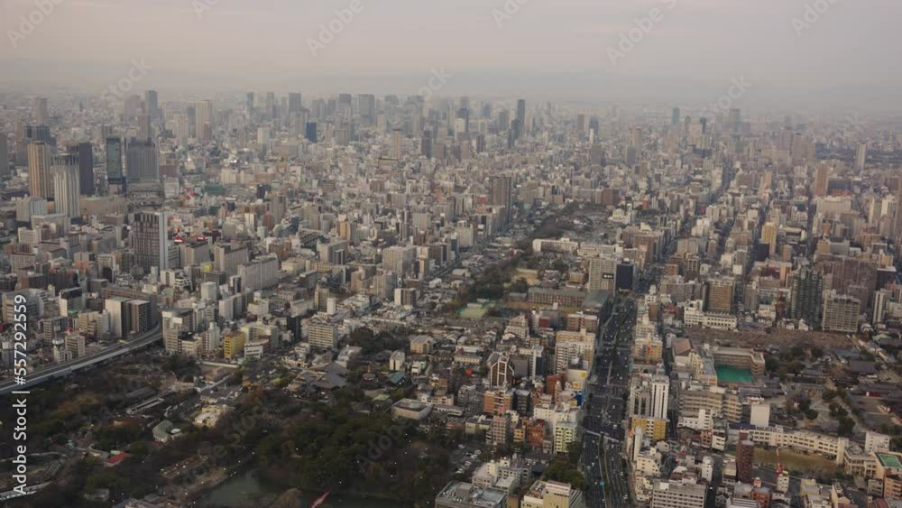 Osaka, Third Largest City and Urban Area in Japan. Panoramic View Osaka, Third Largest City and Urban Area in Japan. Panoramic View