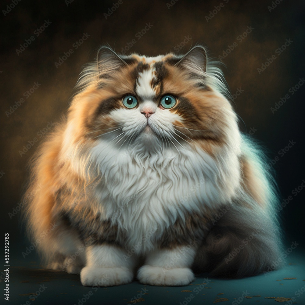 Fototapeta premium Funny, fat cat, created with Generative AI technology