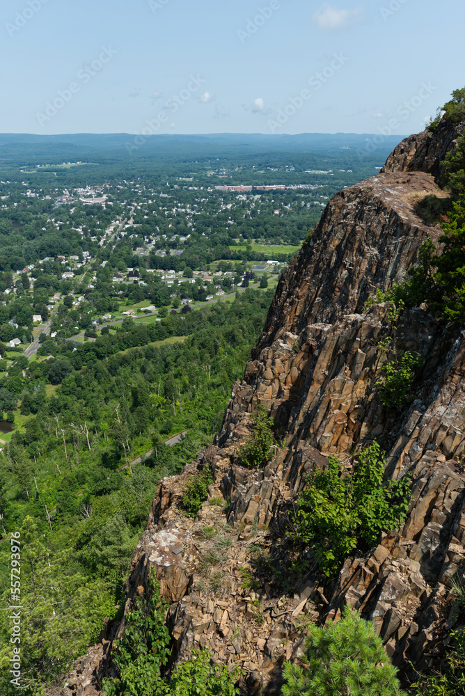 Aerial view of a mountain side with a great view of the valley