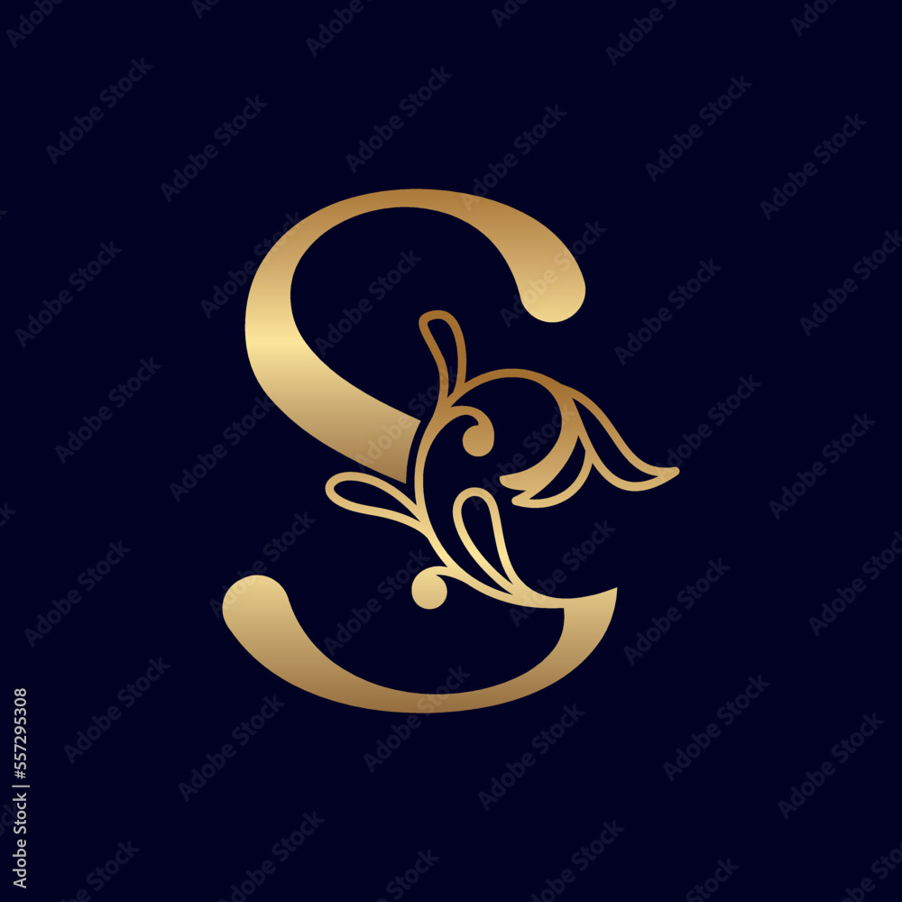 elegant gold royal beauty logo letter S elegant gold royal beauty logo letter S