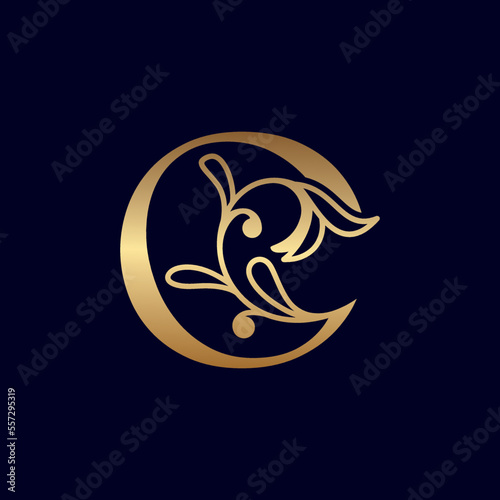 elegant gold royal beauty logo letter O