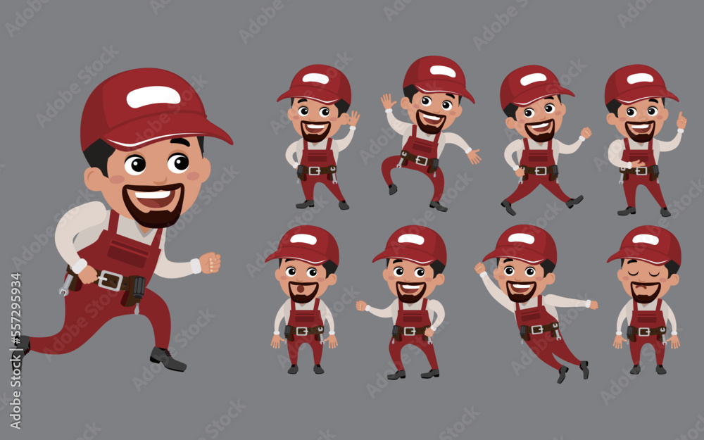 Worker with different poses. vector Worker with different poses. vector