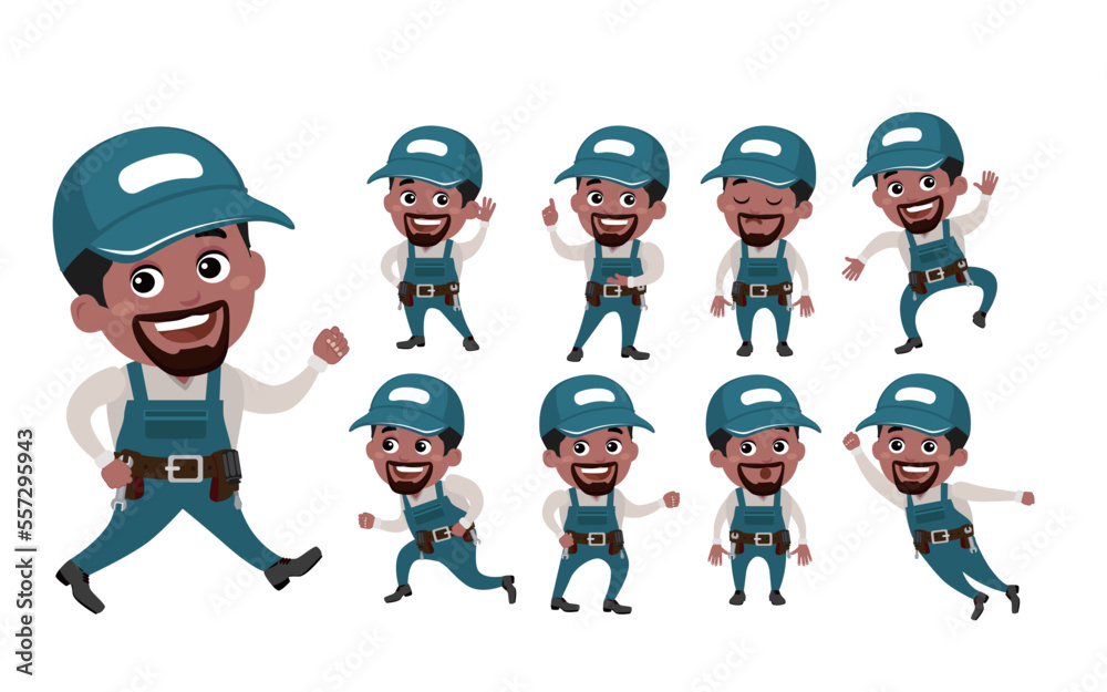 Worker with different poses. vector Worker with different poses. vector
