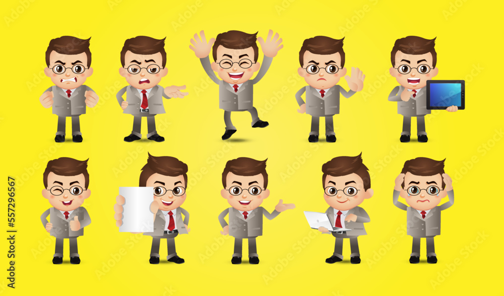 Business person in different positions set Business person in different positions set
