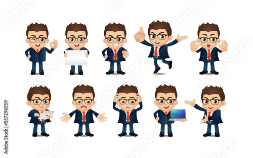 Business person in different positions set