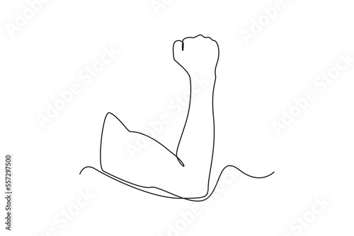 Single one line drawing arm organ. Human organ concept. Continuous line draw design graphic vector illustration.