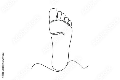 Single one line drawing foot sole. Human organ concept. Continuous line draw design graphic vector illustration.