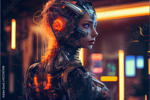 Futuristic Cyborg Hacker Punk - Generative AI