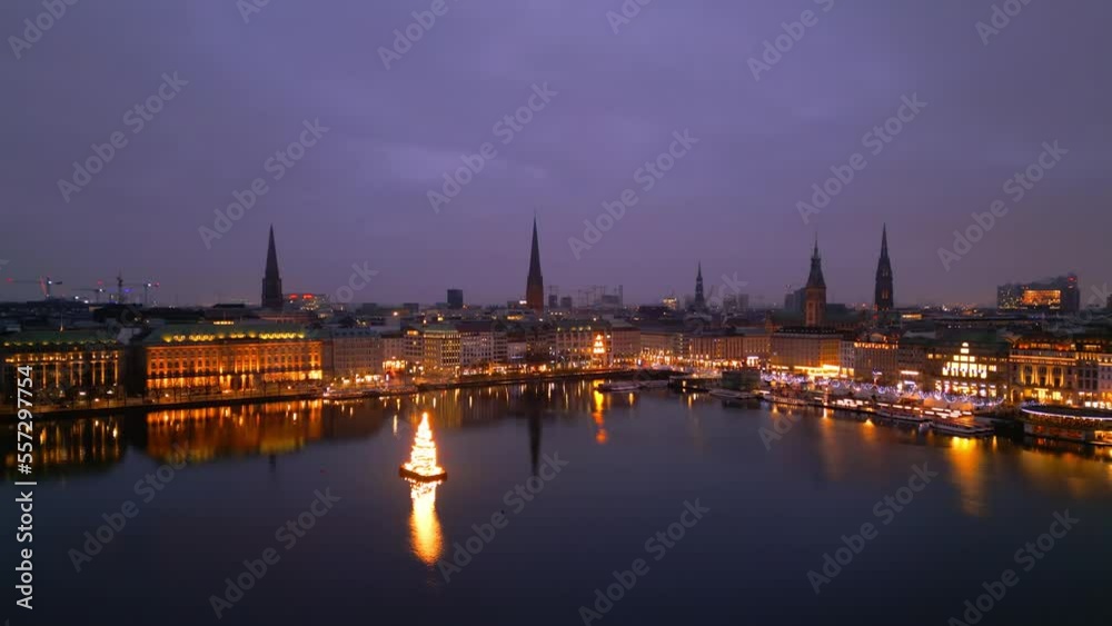 Beautiful city center of Hamburg by night at Christmas time - travel photography Beautiful city center of Hamburg by night at Christmas time - travel photography