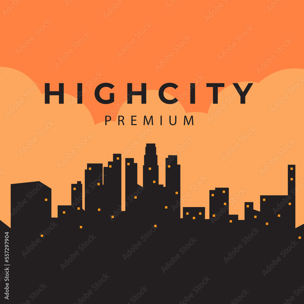 city background with buildings evening sunset design for template banner logo vector illustration