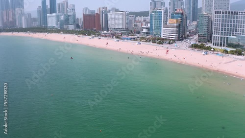 [korea drone footage] Busan city landscape, Haeundae photo