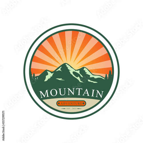 Mountain logo symbol for nature landscape or Outdoor Adventure vector illustration