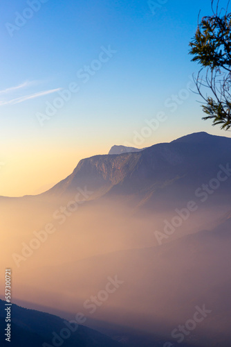 Colors of Sunrise in the mountains at top station  Munnar 