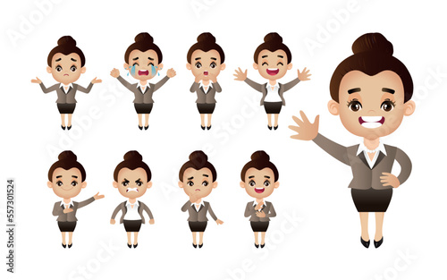 Cute Set - Set of business people with different emotion