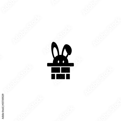 rabbit in magician hat. rabbits with hat magic logo symbol vector icon illustration design