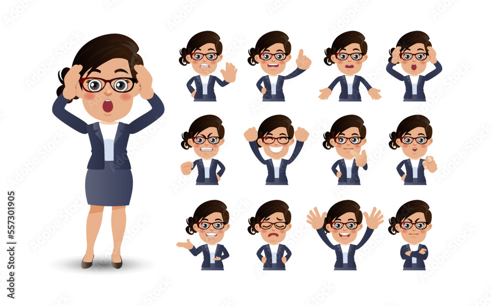 Cute Set - Set of business people with different emotion Cute Set - Set of business people with different emotion