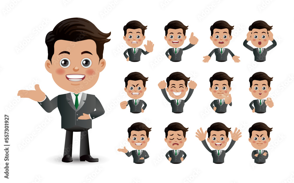 Cute Set - Set of business people with different emotion