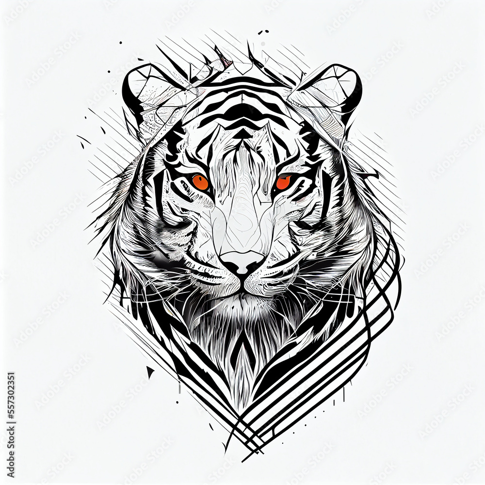 line art tiger logo emblem ai art Stock Illustration Adobe Stock