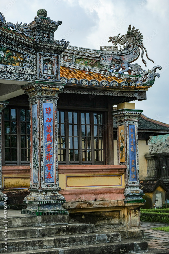 Hue, Vietnam - December 24, 2022: Views of the Imperial City in the citadel of the city of Hue in Vietnam. Hue, Vietnam - December 24, 2022: Views of the Imperial City in the citadel of the city of Hue in Vietnam.