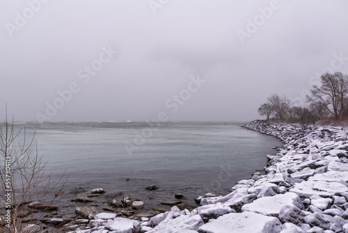 Photography A winter snow storm pummels Sam Smith Park by Lake Ontario in Toronto, highlighting the bleakness of the season