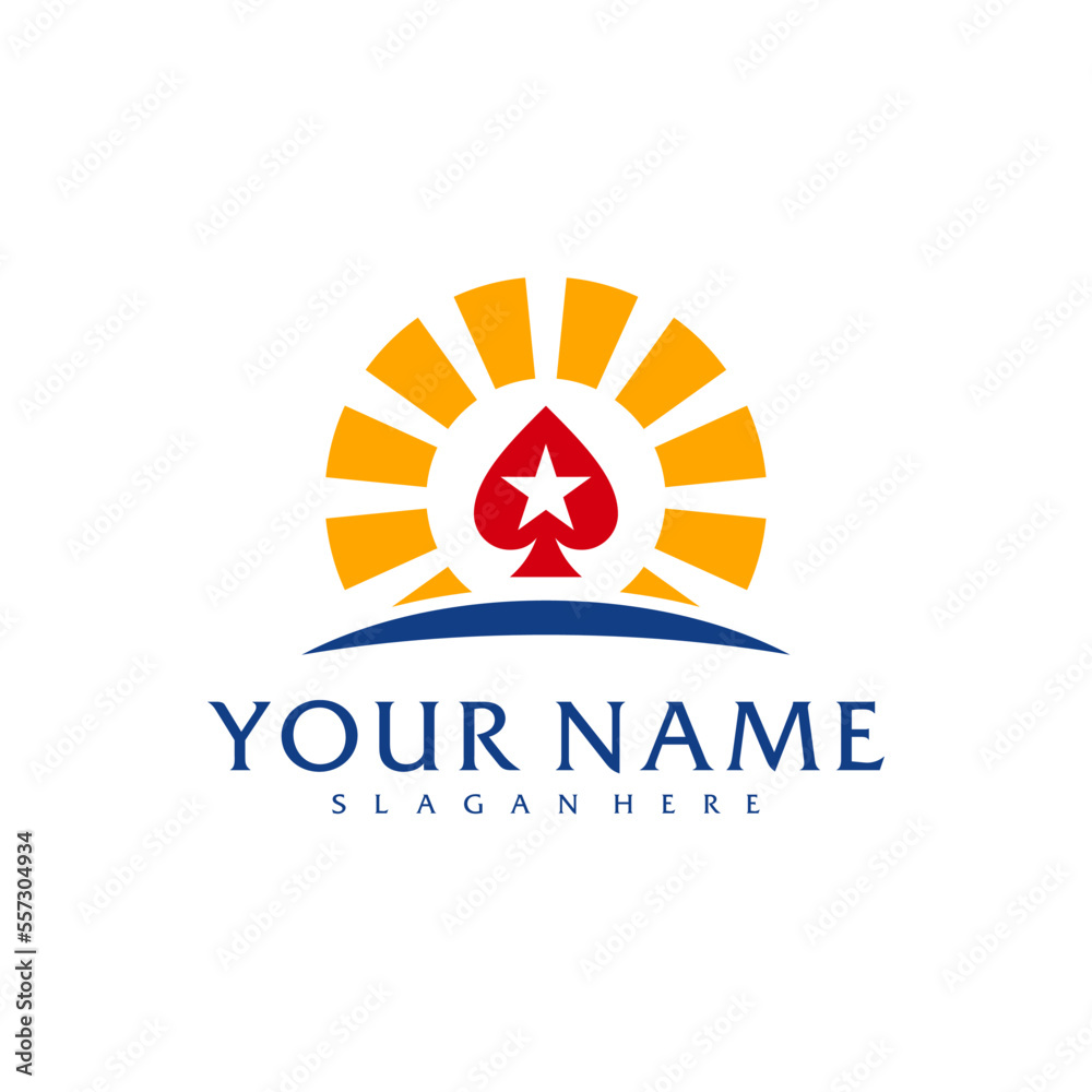 Sun Poker logo vector template, Creative Poker logo design concepts