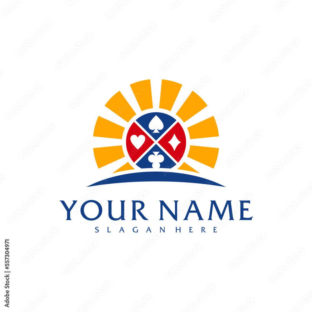 Sun Poker logo vector template, Creative Poker logo design concepts Sun Poker logo vector template, Creative Poker logo design concepts