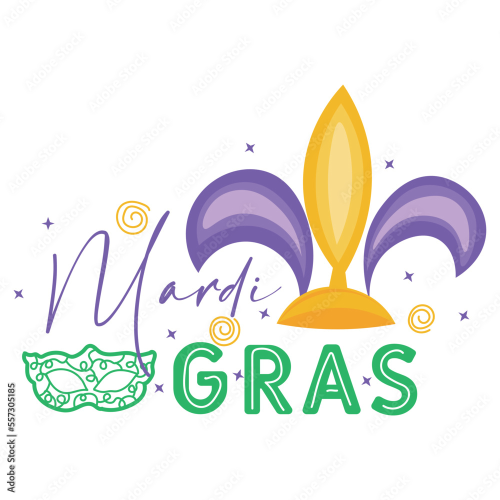 Fototapeta premium Text MARDI GRAS (Fat Tuesday) on white background
