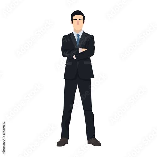 Confident businessman on white background