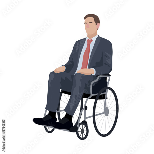 Businessman in wheelchair on white background