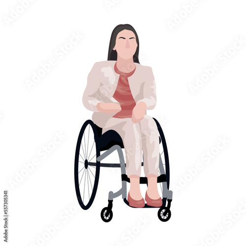 Businesswoman in wheelchair on white background