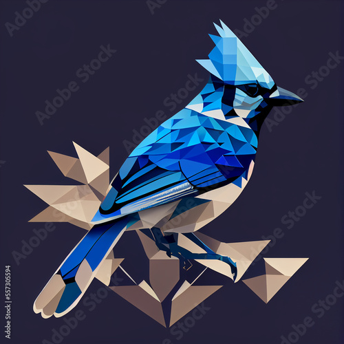 Fotografiet Geometric blue jay logo generative art