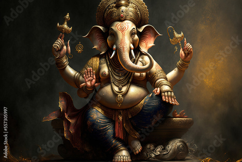 Lord Ganesha, the celebration of Ganesh. Generative AI фототапет
