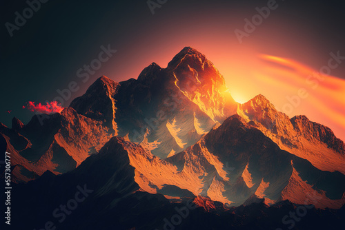 mountains at sunset in nature. Generative AI