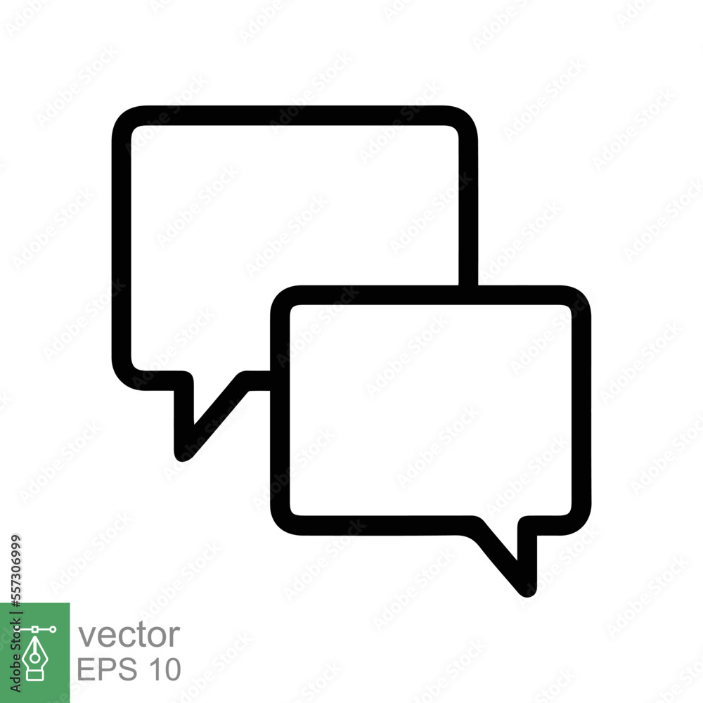 Talk bubble speech icon. Simple outline style. Blank empty bubbles, chat on line symbol template, communication concept. Vector illustration design isolated on white background. EPS 10. Talk bubble speech icon. Simple outline style. Blank empty bubbles, chat on line symbol template, communication concept. Vector illustration design isolated on white background. EPS 10.