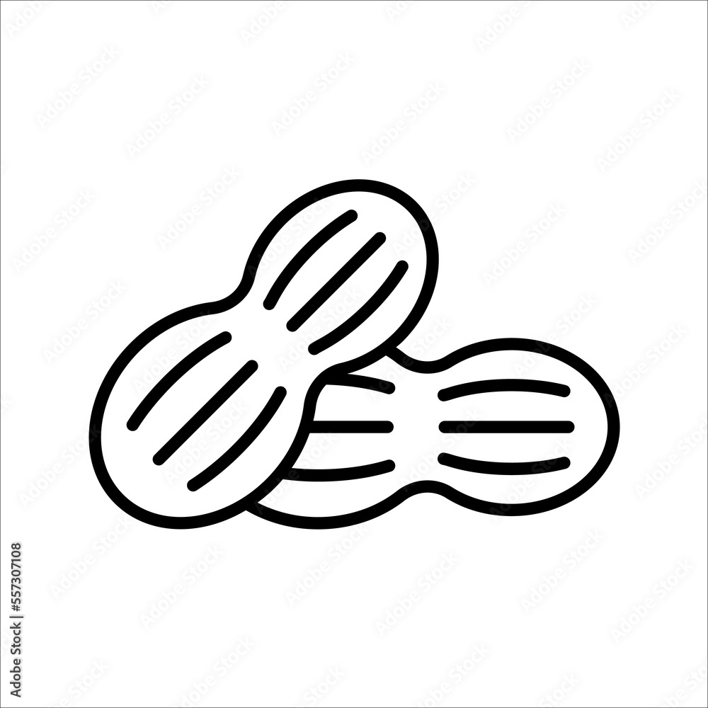 Peanut icon. Outline of peanut vector icon for web design. vector illustration isolated on white background Peanut icon. Outline of peanut vector icon for web design. vector illustration isolated on white background