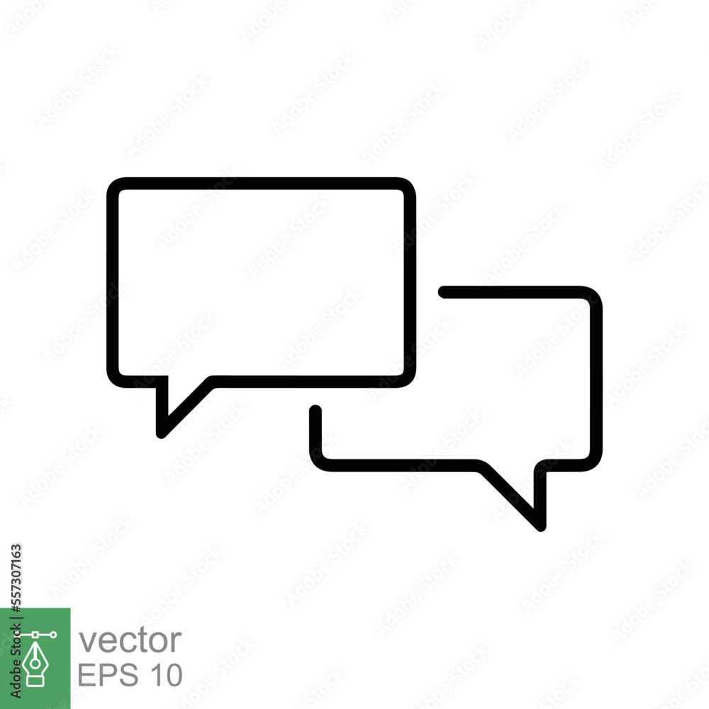 Talk bubble speech icon. Simple outline style. Blank empty bubbles, chat on line symbol template, communication concept. Vector illustration design isolated on white background. EPS 10. Talk bubble speech icon. Simple outline style. Blank empty bubbles, chat on line symbol template, communication concept. Vector illustration design isolated on white background. EPS 10.