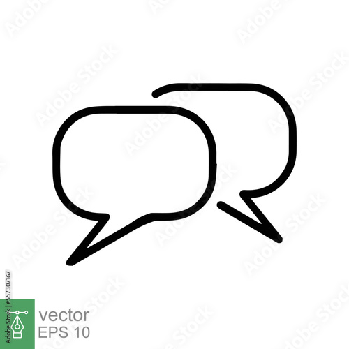 Talk bubble speech icon. Simple outline style. Blank empty bubbles, chat on line symbol template, communication concept. Vector illustration design isolated on white background. EPS 10.